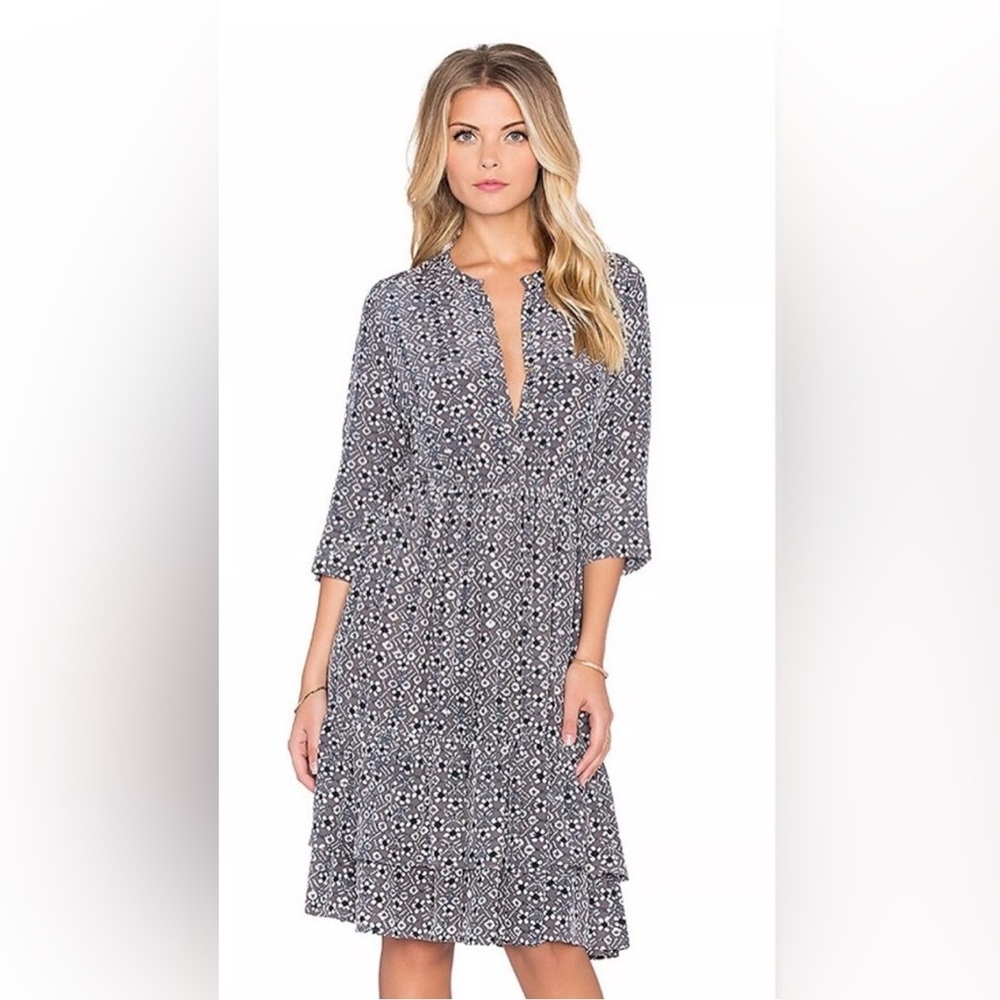 Ulla Johnson Gray Floral Long Sleeve Dress
